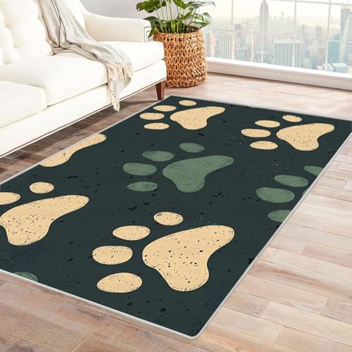 WIKEO Waschbarer Modern Teppich Wohnzimmer Jungen Mädchen Zimmer Muster Kurzflor weicher Bodenbelag fürs Esszimmer,Kinderzimmer, Schlafzimmer und die Küche geeignet(schwarz)-210x270cm von WIKEO