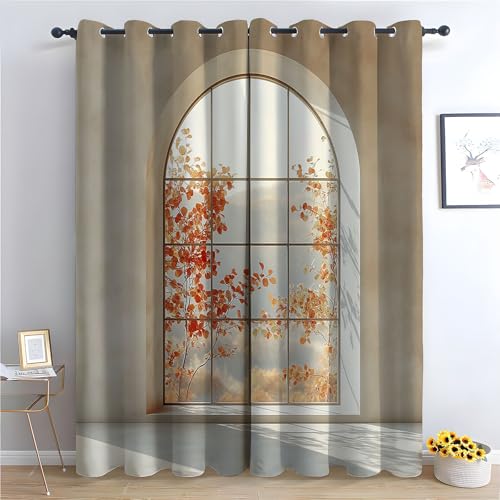 WIKEO Wohnzimmer Blumen Vorhänge Natürliche Pflanzenlandschaft Sommer Ösen Gardinen mit Blickdichte Thermo Vorhang Kälteschutz Mädchenzimmer Verdunkelung Fenster-H215 x B100 cm (2er Pack) von WIKEO