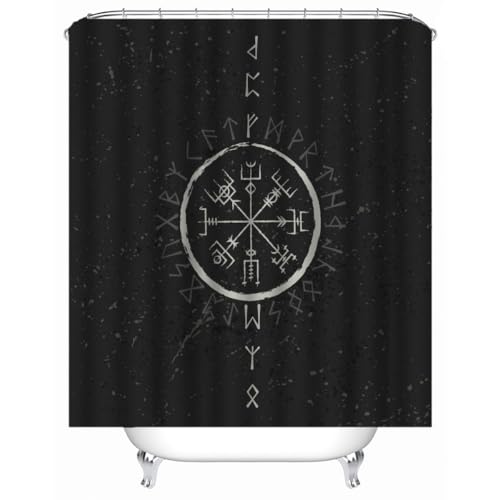 WIKINGER Duschvorhang 120x180 cm Anti-Schimmel Anti-Bakteriell Shower Curtains 3D Duschvorhänge Waschbar Wasserdicht Polyester Textil Badvorhang mit 12 Haken für Badezimmer von WIKINGER