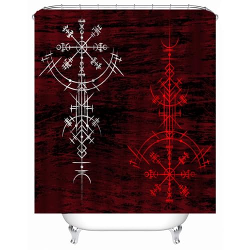 WIKINGER Duschvorhang 180x200 cm Anti-Schimmel Anti-Bakteriell Shower Curtains 3D Duschvorhänge Waschbar Wasserdicht Polyester Textil Badvorhang mit 12 Haken für Badezimmer von WIKINGER