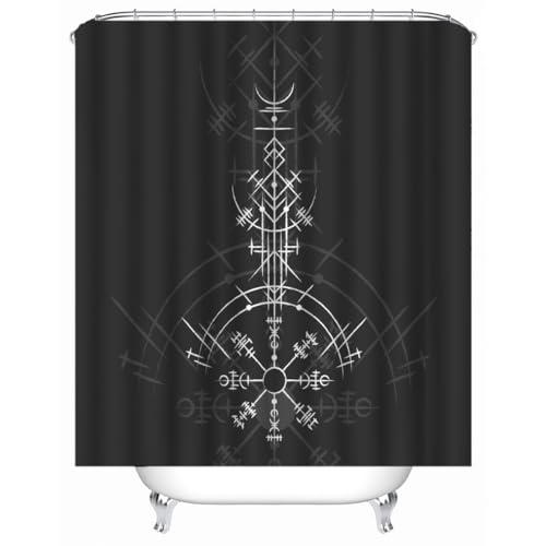 WIKINGER Duschvorhang 240x200 cm Anti-Schimmel Anti-Bakteriell Shower Curtains 3D Duschvorhänge Waschbar Wasserdicht Polyester Textil Badvorhang mit 12 Haken für Badezimmer von WIKINGER