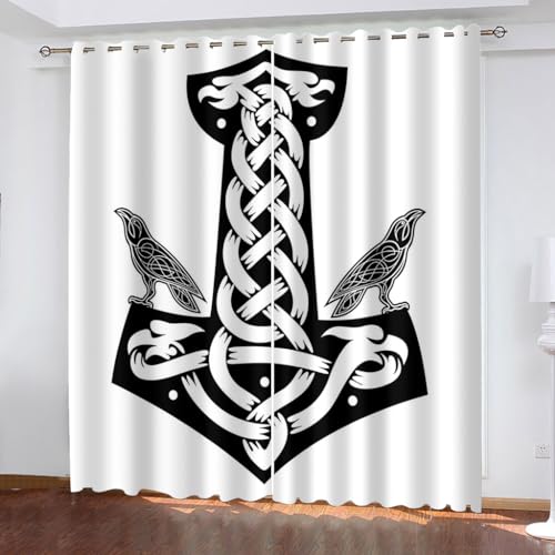 WIKINGER Gardinen mit ösen 2er Set B 110 X H 95 cm 3D Vorhang Blickdicht Kälteschutz Schallschutz Verdunkelung Wärmeisolierende Vorhänge für Wohnzimmer Schlafzimmer von WIKINGER