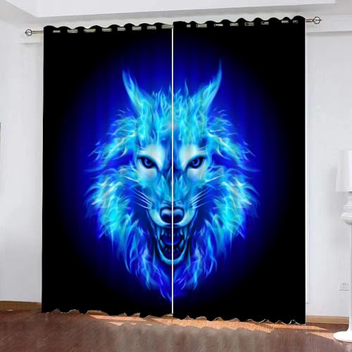 WIKINGER Gardinen mit ösen 2er Set B 200 X H 200 cm Wolf Vorhang Blickdicht Kälteschutz Schallschutz Verdunkelung Wärmeisolierende Vorhänge für Wohnzimmer Schlafzimmer von WIKINGER