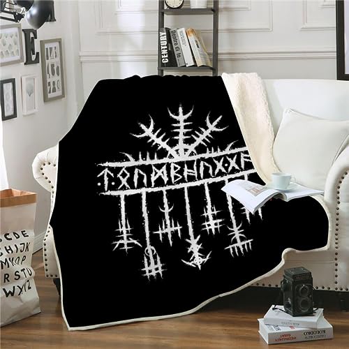 WIKINGER Kuscheldecke Sherpa Decke 150x200 cm Mikrofaser Super Weich und Warme Winter Blanket 3D Viking Wohndecke Kinder Fleecedecke Flauschige Sofadecke für Sofaüberwurf Tagesdecke von WIKINGER