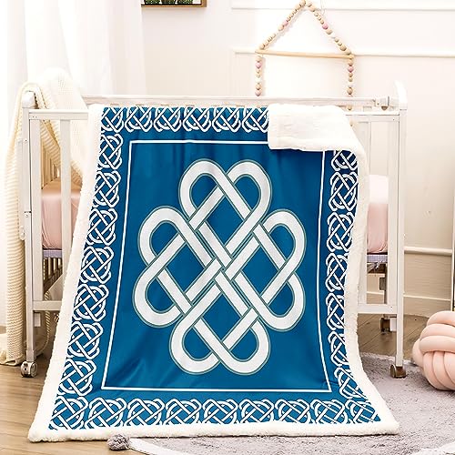 WIKINGER Kuscheldecke Sherpa Decke 150x200 cm Mikrofaser Super Weich und Warme Winter Blanket Viking Keltischer Knoten Wohndecke Fleecedecke Flauschige Sofadecke für Sofaüberwurf Tagesdecke von WIKINGER