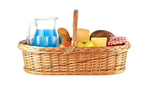 Wikler Tablett Serviertablett aus Weide mit festem Henkel und Bodenplatte mit Motiven zur Auswahl – 56×39×30 cm – handgeflochtenes Korbtablett für Frühstück, Deko oder Präsent (Kaffe Dunkel) von WIKLER