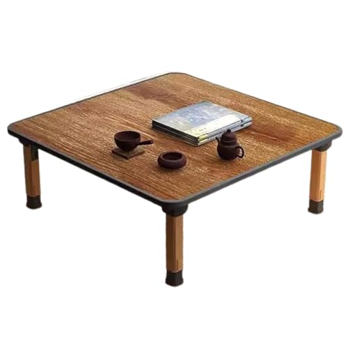 WIKLMOTH Japanischer zusammenklappbarer Tee-Couchtisch aus Holz, quadratischer Boden, verstellbarer niedriger Tisch für Tatami auf dem Boden, faltbarer Laptop-Kotatsu-Esstisch, von WIKLMOTH