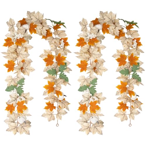 Herbst Girlande Ahornblätter,2 Stück Künstliche Herbstgirlande,175cm Herbstgirlande mit Kürbis,Herbstdeko für Innen & Außen,Wand,Tür,Halloween,Erntedankfest,Hochzeit, Kamin,Balkon,Party Herbst Girlande Ahornblätter,2 Stück Künstliche Herbstgirlande,175cm Herbstgirlande mit Kürbis,Herbstdeko für Innen & Außen,Wand,Tür,Halloween,Erntedankfest,Hochzeit, Kamin,Balkon,Party von WIKOGDFE