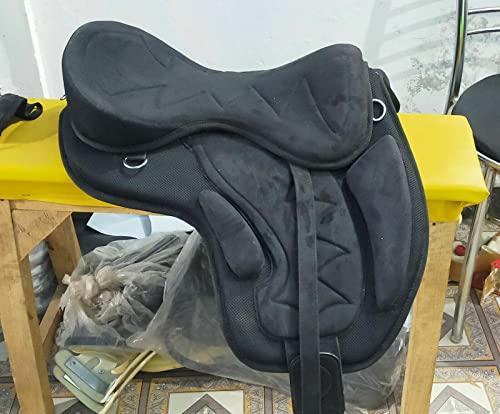 WILD RACE Neuer baumloser synthetischer Freemax-Sattel im Zickzack-Design/New Zigzag Design Treeless Synthetic Freemax Saddle (16", Black) von WILD RACE