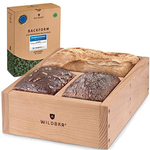 Wildbär Brotbackrahmen aus FSC-zertifiziertem Buchenholz - Robuste, verstellbare Backform für bis zu 4 Brote - Traditioneller Holzofen-Geschmack von WILDBÄR