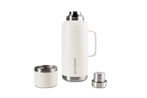 Wildbär Thermoskanne Beige 1000 ml – Stilvolle und nachhaltige Edelstahl-Isolierflasche für kalte und heiße Getränke – BPA-frei & auslaufsicher von WILDBÄR