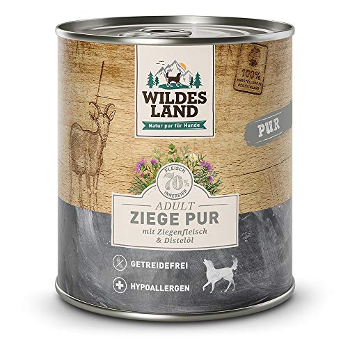 Wildes Land - Nassfutter für Hunde - Ziege - 6 x 800 g - mit Kürbis, Blaubeeren, Wildkräutern und Distelöl - Glutenfrei - Extra viel Fleisch - Beste Akzeptanz und Verträglichkeit Wildes Land - Nassfutter für Hunde - Ziege - 6 x 800 g - mit Kürbis, Blaubeeren, Wildkräutern und Distelöl - Glutenfrei - Extra viel Fleisch - Beste Akzeptanz und Verträglichkeit von WILDES LAND