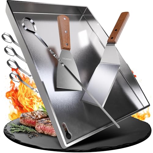 WILDGÅRD® Grillplatte - Plancha Grill Platte aus dickem & rostfreiem Edelstahl – 40 x 30 cm – für BBQ Gasgrill & Kohlegrill geeignet +PLUS: 2x Grillspachtel & 5x Spieße WILDGÅRD® Grillplatte - Plancha Grill Platte aus dickem & rostfreiem Edelstahl – 40 x 30 cm – für BBQ Gasgrill & Kohlegrill geeignet +PLUS: 2x Grillspachtel & 5x Spieße von WILDGÅRD