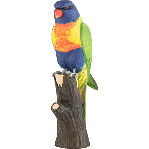 WILDLIFEGARDEN Wildlife Garden WG4800 DecoBird Regenbogenlori - Handgeschnitzter Dekorative Vogel aus Holz - Australische Vögel von WILDLIFEGARDEN
