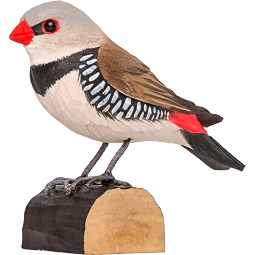 WILDLIFEGARDEN Wildlife Garden WG4812 DecoBird Diamantamadine - Handgeschnitzter Dekorative Vogel aus Holz - Australische Vögel von WILDLIFEGARDEN