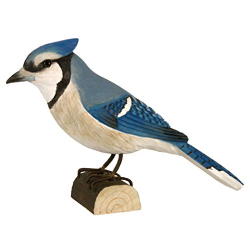 WILDLIFEGARDEN Wildlife Garden WG666 DecoBird Blauhäher - Handgeschnitzter Dekorative Vogel aus Holz - Nordamerikanische Vögel von WILDLIFEGARDEN
