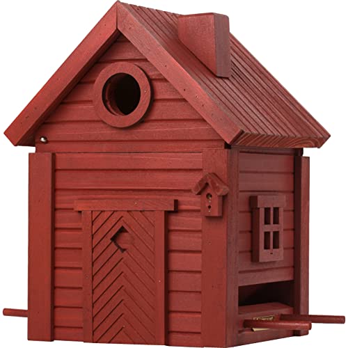 Wildlife Garden WG1125 Multiholk Rote Erde - Der Kombinierte Vogelfutterhaus und Nistkasten/Vogelhaus aus Holz von WILDLIFEGARDEN