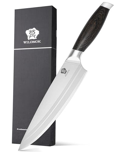 WILDMOK Kochmesser 20,5 cm, Küchenmesser aus deutschem Stahl, Kochmesser mit Griff aus Pakkaholz, Geschenkbox WILDMOK Kochmesser 20,5 cm, Küchenmesser aus deutschem Stahl, Kochmesser mit Griff aus Pakkaholz, Geschenkbox von WILDMOK