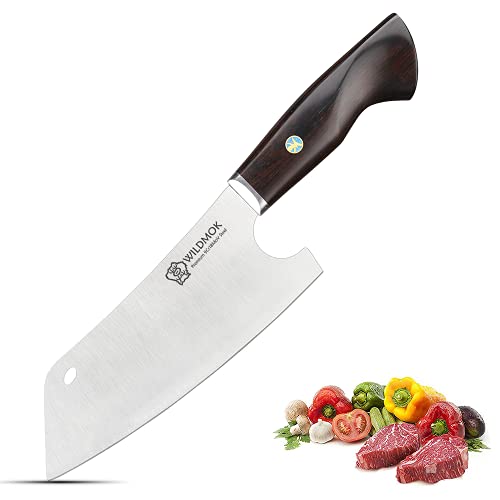 WILDMOK Nakiri Messer, 17cm Hackmesser, Hackbeil Chinesisches Kochmesser 9Cr18MoV Rostfreier Stahl, Ebenholz-Holzgriff (17cm Nakiri Messer) von WILDMOK