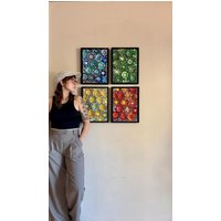 Die 4 Jahreszeiten - Handgefertigte Upcycling-Bilder Aus Gerettetem Kronkorken | Nachhaltiges Unikat Mit Einzigartiger Patina Wildvision von WILDVISIONwoodart