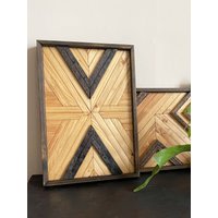 Holzbild - Enna Holzkunst Woodart Wandbild Wallart Wanddeko Upcycling Altholz Boho Aztek Woodmosaic Holzbild - Enna Holzkunst Woodart Wandbild Wallart Wanddeko Upcycling Altholz Boho Aztek Woodmosaic von WILDVISIONwoodart