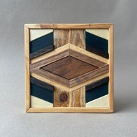 Holzbild - Teo Holzkunst Woodart Wandbild Wallart Wanddeko Upcycling Altholz Boho Aztek Woodmosaic Wildvision von WILDVISIONwoodart
