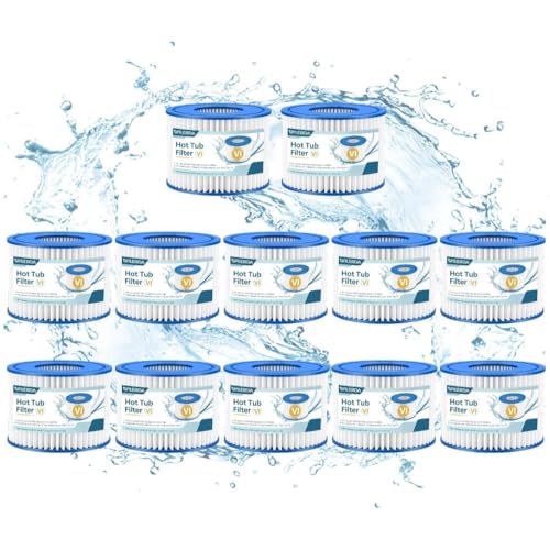 WILERDA 12 Stück Typ VI Filter Whirlpool und Spa Filter Ersatz Pool Kartusche Kompatibel mit Coleman SaluSpa 90353E, 58323E, 53323, Lay-Z-Spa und anderen von WILERDA
