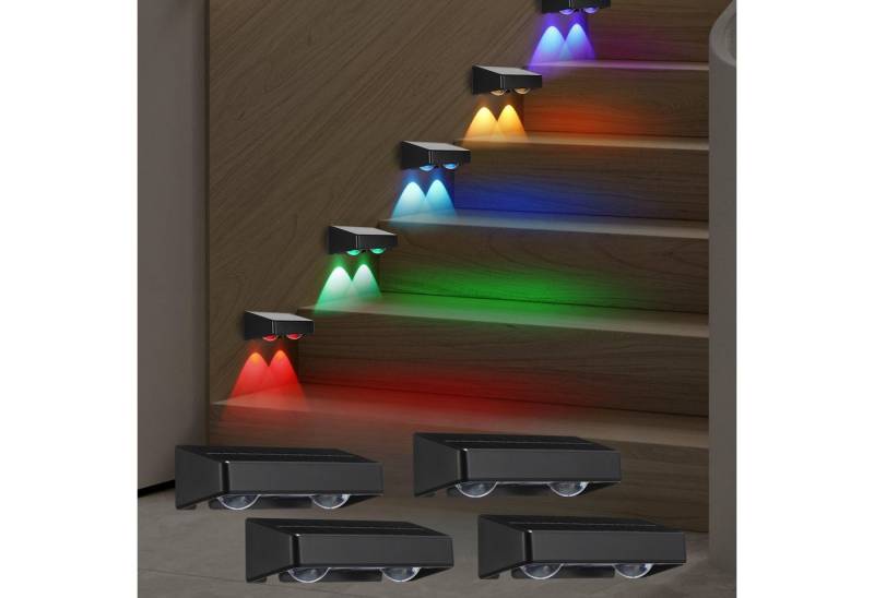 WILGOON Außen-Wandleuchte 4 Stück Solarlampen für Außen Garten, LED Solarleuchte Außen Up Down, LED fest integriert, Warmweiß, Kaltweiß, RGB, IP65 Solarleuchten Super Hell Gartenlampen Veranda, Garten, Terrasse von WILGOON