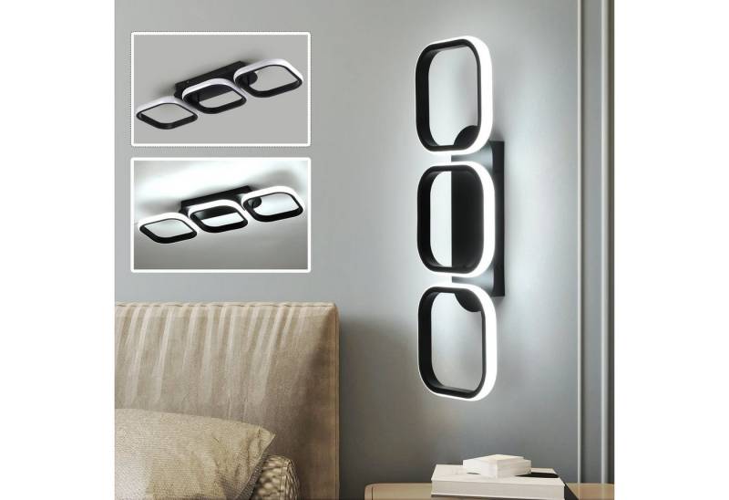WILGOON Deckenleuchte 12W LED Deckenleuchte Drei Blende, Dimmbar Schlafzimmerlampe 53cm, LED fest integriert, Kaltweiß, Naturweiß, Warmweiß, 3-Farbige, Eisen Wandlampe für Schlafzimmer Esszimmer Küche Flur von WILGOON