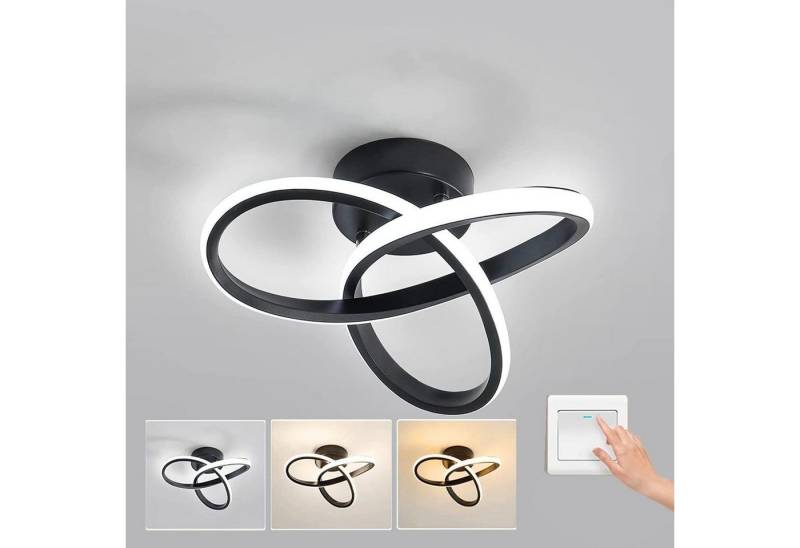 WILGOON Deckenleuchte 30W LED Deckenlampe Kleeblatt Dimmbar, Deckenleuchte aus Aluminium, LED fest integriert, Kaltweiß, Naturweiß, Warmweiß, Φ25cm,Schwarz,für Wohnzimmer Schlafzimmer Flur Küche Balkon von WILGOON