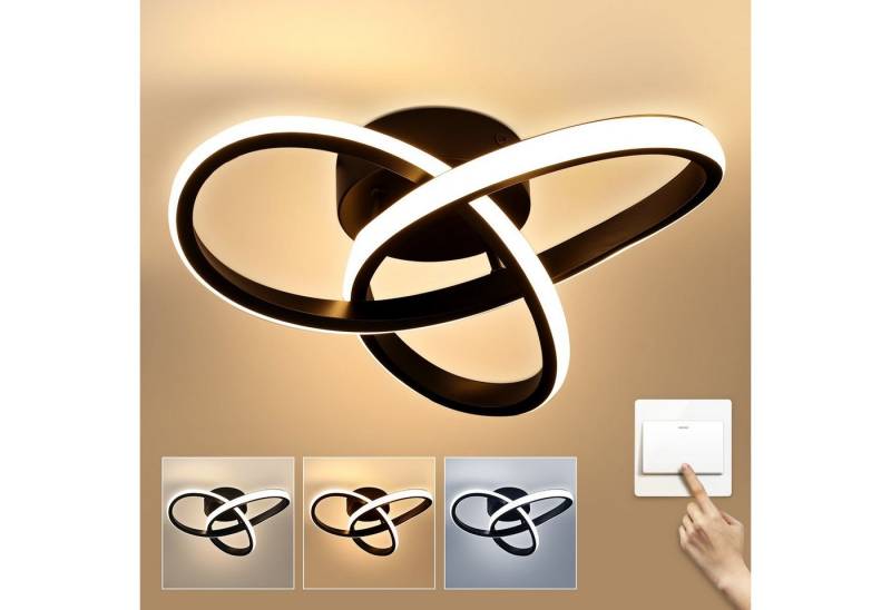 WILGOON Deckenleuchte 30W LED Deckenlampe Kleeblatt Dimmbar, Deckenleuchte aus Aluminium, LED fest integriert, Kaltweiß, Naturweiß, Warmweiß, Φ25cm,Schwarz,für Wohnzimmer Schlafzimmer Flur Küche Balkon von WILGOON