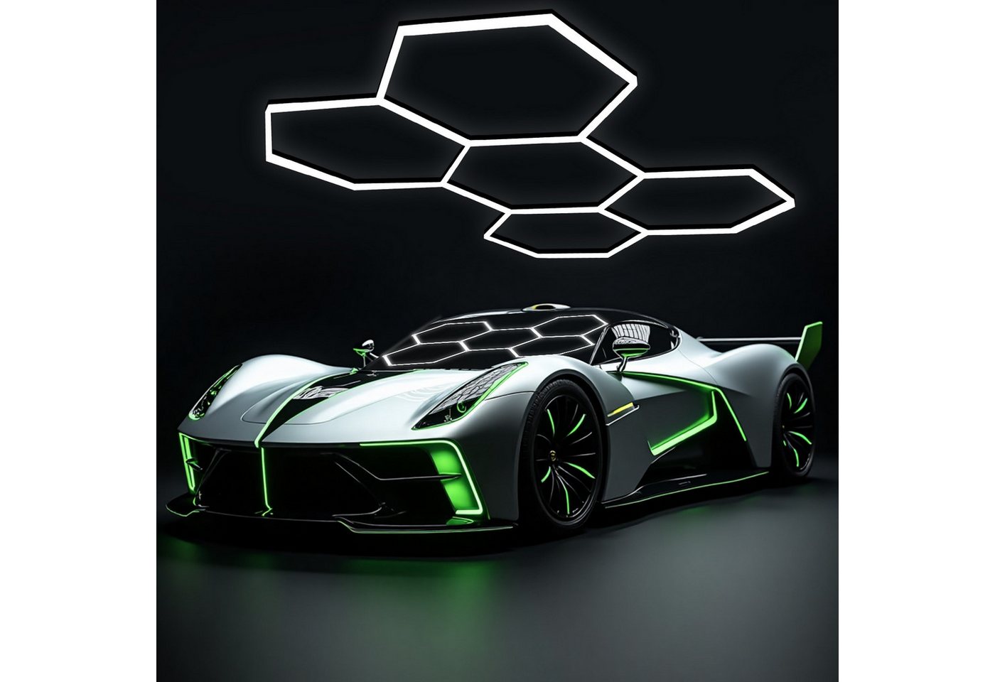 WILGOON Deckenleuchte 5x LED Hexagon Beleuchtung-24pcs Röhrenleuchten, LED Garage Light, 192W 23040LM, LED fest integriert, Kaltweiß, Wabenlicht LED-Leuchte für Garage, Werkstatt, Fitnessstudio, Keller von WILGOON