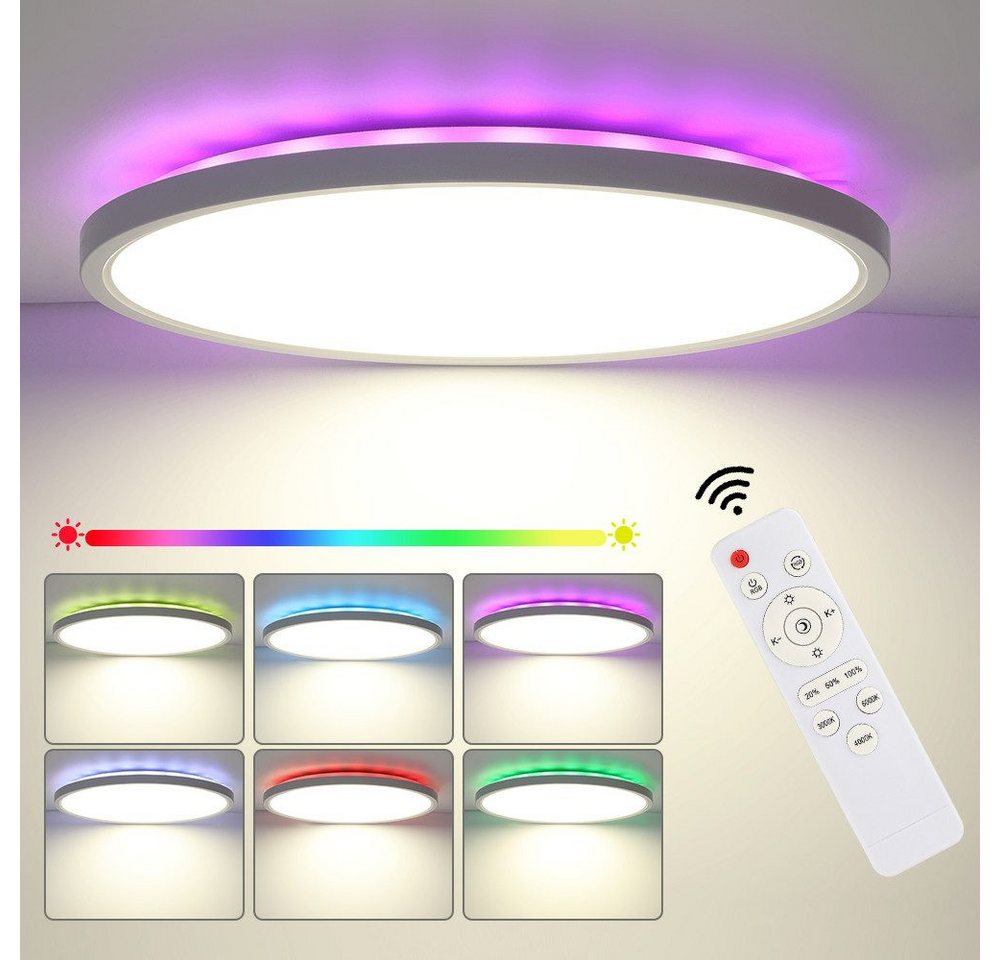 WILGOON LED Deckenleuchte Ultra Dünn LED Deckenlampe 24W RGB Backlight mit Fernbedienung Dimmbar, LED fest integriert, 3000K-6000K-4500K-Nachtlicht-RGB, Dimmbar mit Fernbedienung,für Schlafzimmer/Wohnzimmer/Badezimmer/Küche WILGOON LED Deckenleuchte Ultra Dünn LED Deckenlampe 24W RGB Backlight mit Fernbedienung Dimmbar, LED fest integriert, 3000K-6000K-4500K-Nachtlicht-RGB, Dimmbar mit Fernbedienung,für Schlafzimmer/Wohnzimmer/Badezimmer/Küche von WILGOON