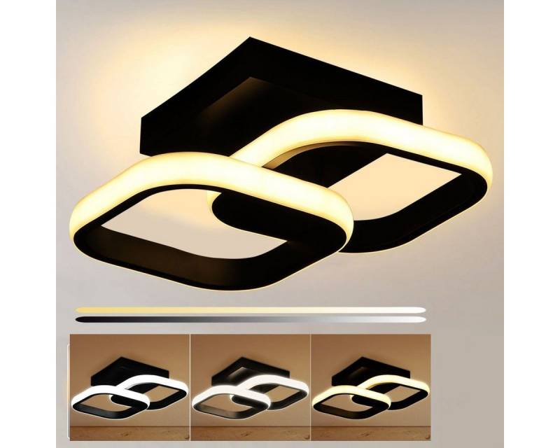 WILGOON Deckenleuchte LED Deckenleuchte 16W Deckenlampe 3-Farbige Deckenlampe Dimmbar, LED fest integriert, Warmweiß, Neutralweiß, Kaltweiß, Quadratisch Lampe,für Küche Balkon Flur Schlafzimmer Keller,Ø30CM von WILGOON