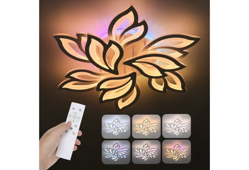 WILGOON Deckenleuchte LED Deckenleuchte Dimmbar 54W Hauptlicht + RGB Hintergrundbeleuchtung, LED fest integriert, kaltweiß, neutralweiß, warmweiß, RGB, Lampen Schlafzimmer mit Fernbedienung für Schlafzimmer Wohnzimmer Büro von WILGOON