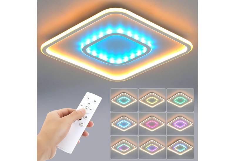 WILGOON Deckenleuchte LED Deckenleuchte RGB Dimmbar 50W Deckenlampe mit Fernbedienung, 40 cm, LED fest integriert, Kaltweiß, Neutralweiß, Warmweiß, RGB, RGB Farbwechsel mit Fernbedienung, 40x5cm, für Wohnzimmer Schlafzimmer von WILGOON