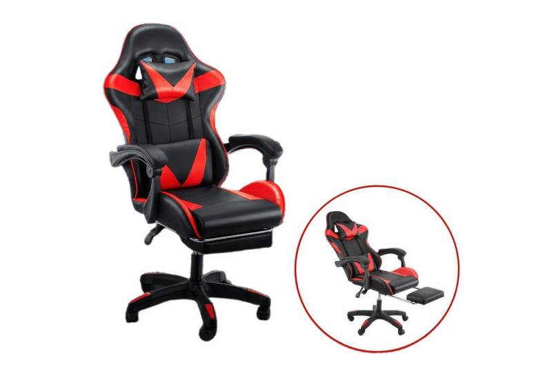 WILGOON Gaming Chair Bürostuhl Gaming Stuhl Ergonomischer Gamer Stuhl Höhenverstellbarer, mit Fußstütze Kopfstütze Lendenkissen Drehsessel,Max. Belastung 130kg von WILGOON