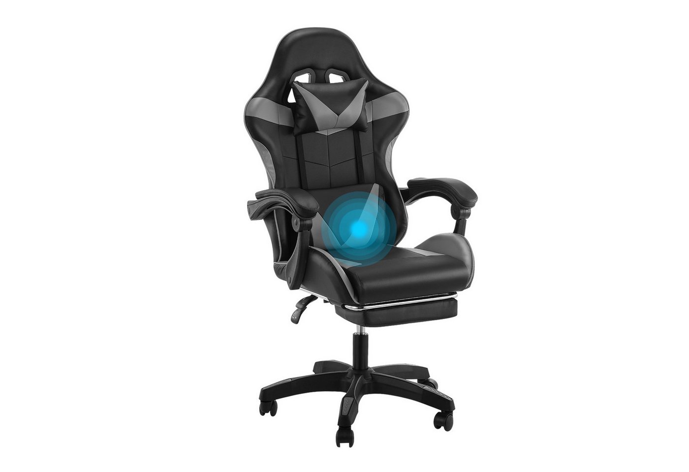 WILGOON Gaming Chair Bürostuhl Gaming Stuhl PC Ergonomischer Gamer Stuhl Höhenverstellbarer (Ergonomischer Bürostuhl,Max. Belastung 130kg), Gaming-Stuhl Bürostuhl mit Massagefunktion, Fußstütze, Kopfstütze von WILGOON