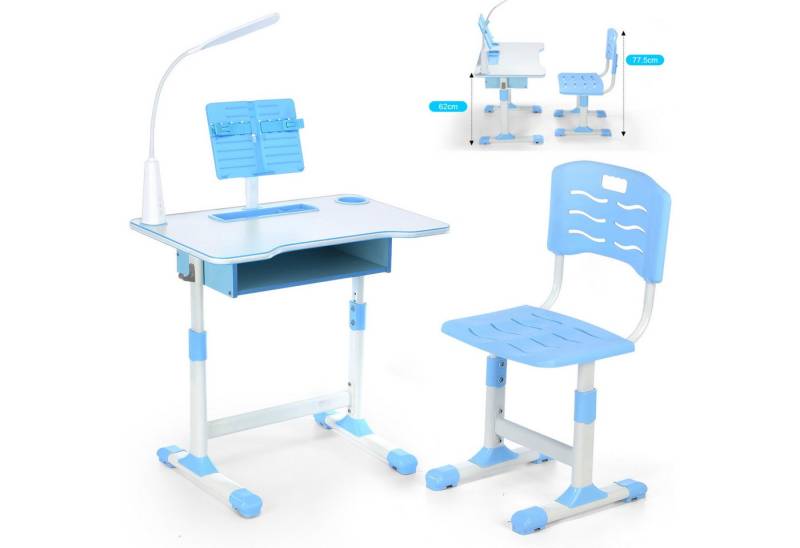 WILGOON Kinderschreibtisch Kinderschreibtisch Set, höhenverstellbarer Kindertisch & Stuhl Lesen (Set, Kids Schreibtisch und Stuhlset mit Lampe & Schublade), Schülerschreibtisch Set, Kinder Schreibtisch für Jungs & Mädchen von WILGOON