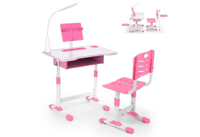 WILGOON Kinderschreibtisch Kinderschreibtisch Set, höhenverstellbarer Kindertisch & Stuhl Lesen (Set, Kids Schreibtisch und Stuhlset mit Lampe & Schublade), Schülerschreibtisch Set, Kinder Schreibtisch für Jungs & Mädchen von WILGOON