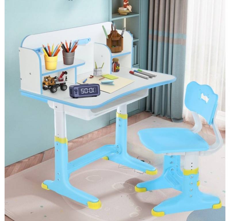WILGOON Kinderschreibtisch Schreibtisch und Stuhl-Set für Kinder, Höhenverstellbarer (set, Schülerschreibtisch Set mit Stuhl, Lampe und Schublade), Kinder Schreibtisch für Jungs & Mädchen von WILGOON