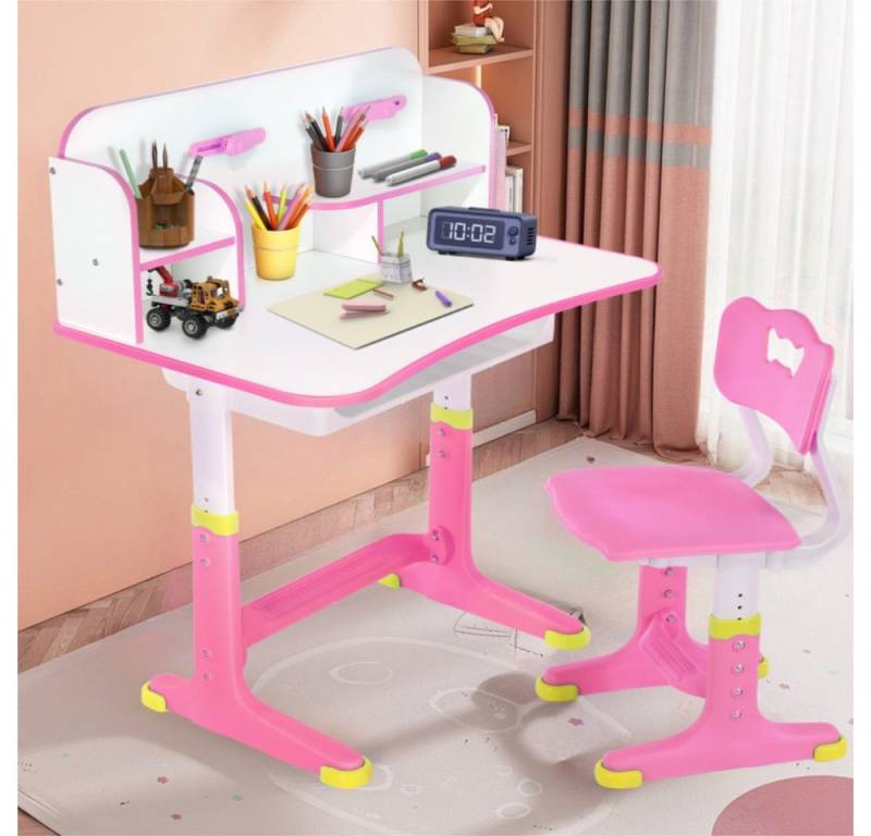 WILGOON Kinderschreibtisch Schreibtisch und Stuhl-Set für Kinder, Höhenverstellbarer (set, Schülerschreibtisch Set mit Stuhl, Lampe und Schublade), Kinder Schreibtisch für Jungs & Mädchen von WILGOON