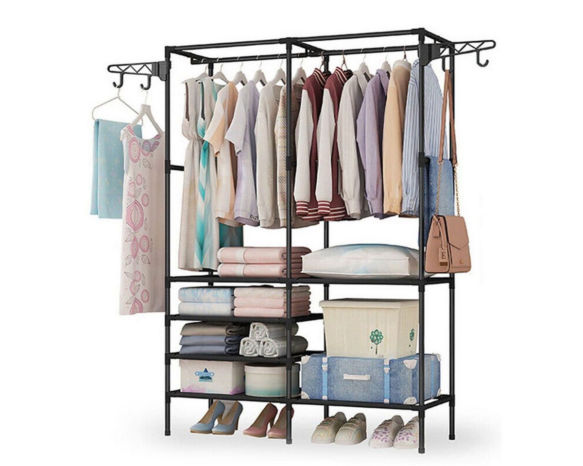 WILGOON Kleiderständer 3-in-1 Kleiderstange mit 6 Ablagen, 2 Haken,4 Kleiderhaken, (Garderobenständer, Kleiderständer, bis 60 kg Belastbar, Freistehender Kleiderschrank für Schlafzimmer, Flur, Eingangsbereich), Platzsparender Ständer, 107x35x173 cm WILGOON Kleiderständer 3-in-1 Kleiderstange mit 6 Ablagen, 2 Haken,4 Kleiderhaken, (Garderobenständer, Kleiderständer, bis 60 kg Belastbar, Freistehender Kleiderschrank für Schlafzimmer, Flur, Eingangsbereich), Platzsparender Ständer, 107x35x173 cm von WILGOON