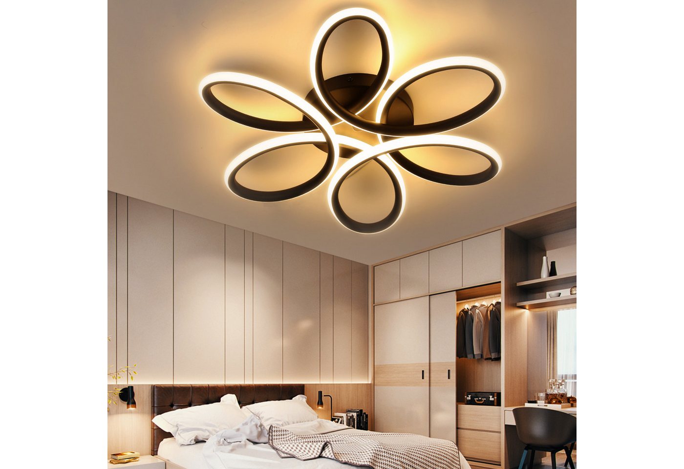 WILGOON LED Deckenleuchte 60W / 36W moderne LED Deckenlampe in Blumenförmiges Design, φ43x6.5cm, LED fest integriert, Warmweiß, Deckenleuchten für Wohnzimmer Schlafzimmer Küche, 3000K WILGOON LED Deckenleuchte 60W / 36W moderne LED Deckenlampe in Blumenförmiges Design, φ43x6.5cm, LED fest integriert, Warmweiß, Deckenleuchten für Wohnzimmer Schlafzimmer Küche, 3000K von WILGOON