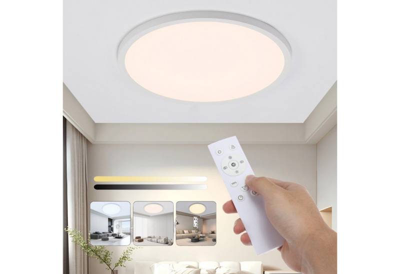 WILGOON LED Deckenleuchte Ultra Dünn LED Deckenlampe 30W, Modern Weiß panel lampe, φ38 x 1,7 cm, LED fest integriert, Warmweiß, Runde Deckenleuchte für Wohnzimmer, Schlafzimmer von WILGOON