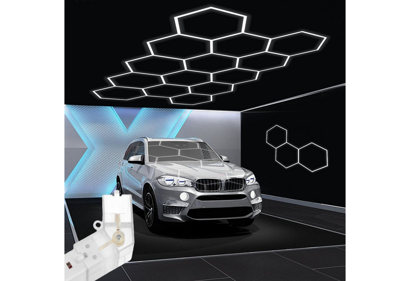 WILGOON LED Dekolicht Hexagon LED Garage Light, 14er-Pack 520W Leuchten Set Deckenmontage, LED fest integriert, Kaltweiß, Garage Waben Beleuchtung für Garage Werkstatt Gaming Fitnessstudio WILGOON LED Dekolicht Hexagon LED Garage Light, 14er-Pack 520W Leuchten Set Deckenmontage, LED fest integriert, Kaltweiß, Garage Waben Beleuchtung für Garage Werkstatt Gaming Fitnessstudio von WILGOON