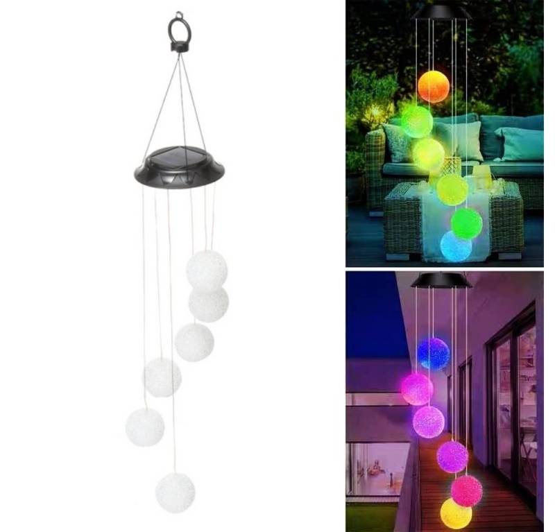 WILGOON LED Solarleuchte Solar Windspiel Gartendeko LED Solar Wind Chime Light Spiral, LED fest integriert, mit 6 Kugeln von WILGOON