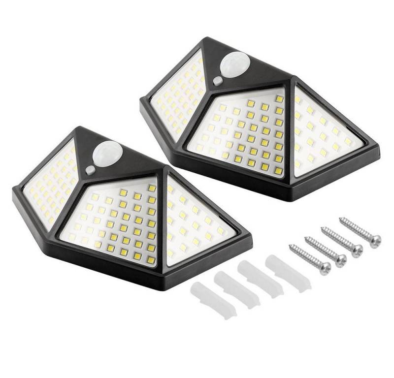 WILGOON LED Solarleuchte Solarlampen für Außen, Solarleuchte mit Bewegungsmelder Wasserdichte, LED fest integriert, 270 ° Vierseitige Beleuchtung- 2200mAh,100 LED Solarleuchte von WILGOON