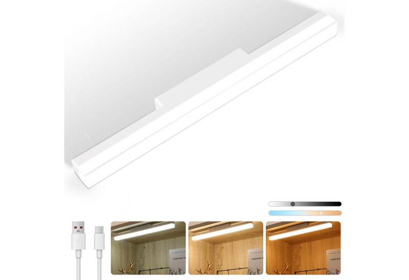 WILGOON LED Unterbauleuchte 40cm RGB LED Spiegelleuchte mit Fernbedienung, Batterie 4000mAh, 3 Farbtemperaturen Einstellbare, LED fest integriert, LED Leiste, LED Nachttischlampe, USB Wiederaufladbar Schranklicht und Treppenlicht, Farbwechsler, Dimmbare Schrankbeleuchtung Kabellos für Schreibtische, Schlafzimmer von WILGOON