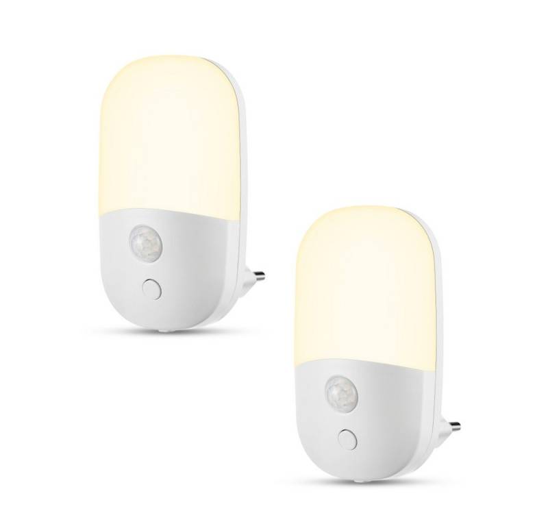 WILGOON Nachtlicht 1/2 Stück LED Nachtlicht Steckdose Bewegungsmelder Treppen-Leuchte, Bewegungsmelder, LED fest integriert, WarmWeiß, Helligkeit Einstellbar Orientierungslicht,Steckdosenlicht von WILGOON